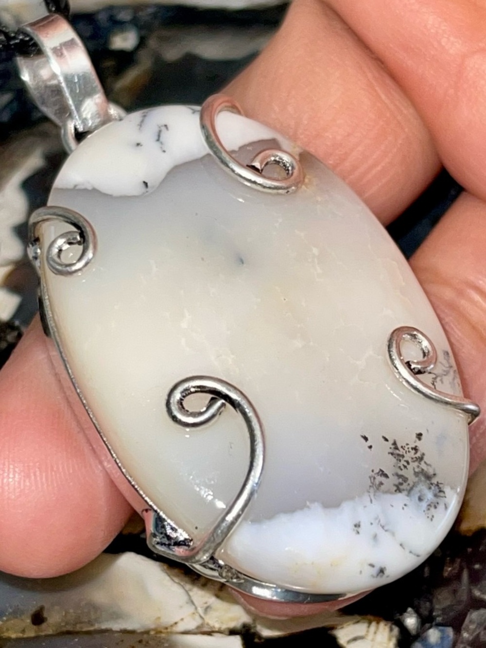 Fern-Like Dendritic Agate Crystal Pendant 2 1/4”